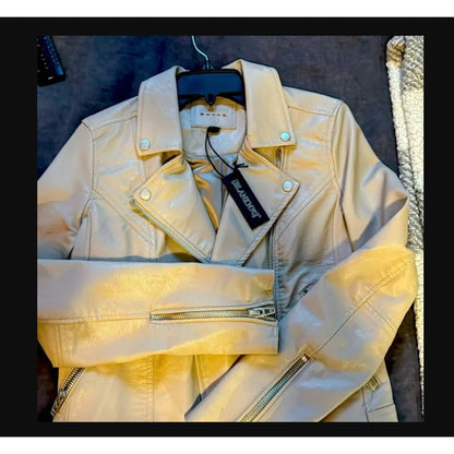 NEW BLANKNYC Denim Life Changer Moto Jacket - Fawn w/ Brushed Silver - XXL new