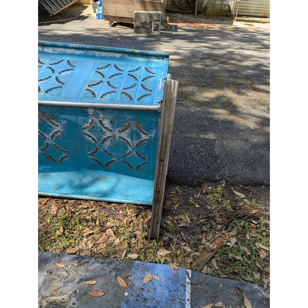 Vintage Mid-Century Blue Metal 3-Seater Patio Glider Bench Top Project