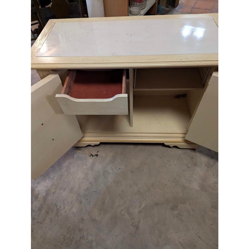 Secondhand Sandies: Vintage Petite French Provincial Marble Top Sideboard on Casters