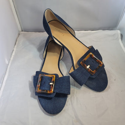 Talbots Leona Buckle D'orsay Flats Dark Denim Size 11 M blue buckle Sandals