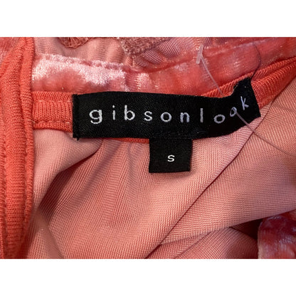 Gibsonlook Flutter Sleeve Ruffle Neck Crushed Velvet Top Sz Small in Coral NWT