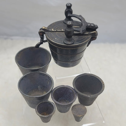 Antique Bronze Nesting Apothecary Cup Weights Set 17-19th Century Dark Academia