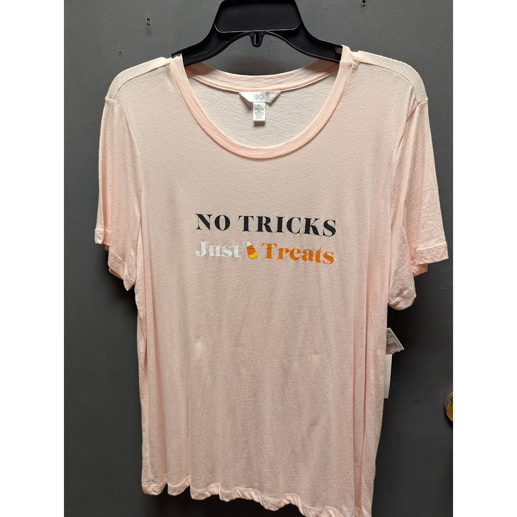 Nordstrom 1901 Women No Tricks T-Shirt, Size XL, Pink, New Holiday Halloween