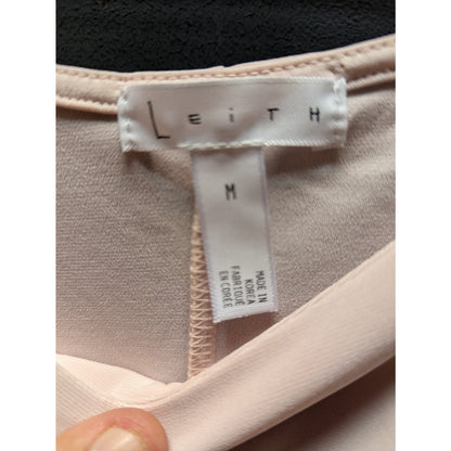 Leith Bodysuit Scoop Neck Long Sleeve Blush Pink Stretch MEDIUM NEW