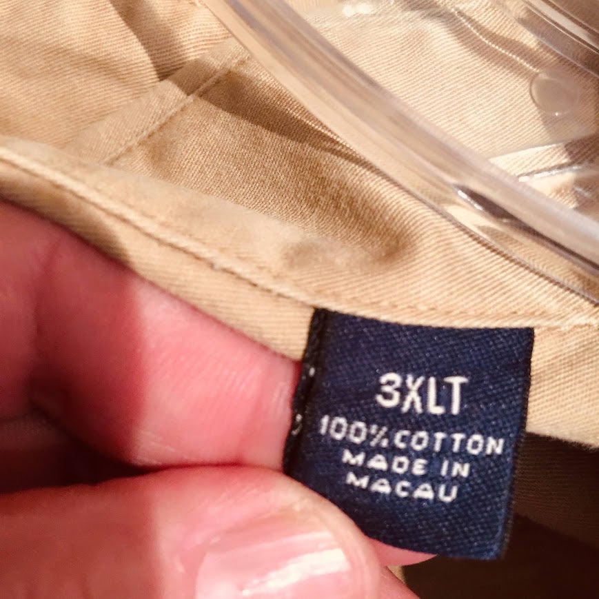 Roundtree & Yorke Outdoor Button Down Shirt 3XT Tall Khaki Short Sleeve