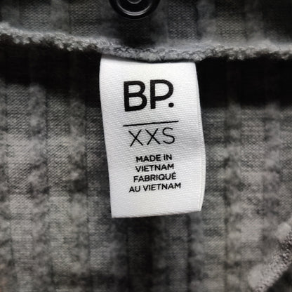 BP. Grey Ribbed Long Sleeve Mock Neck Top New Minimalist Casual Lettuce Hem