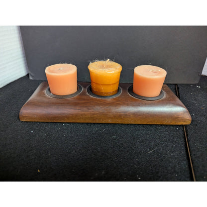 Modern Wooden Tea Light Candle Holders Pair Minimalist Table Top Centerpieces