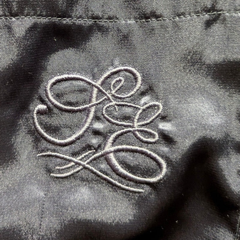 Vintage Signature Expressions Satin Pajama Set Medium Blue Monogram PJs Pant top