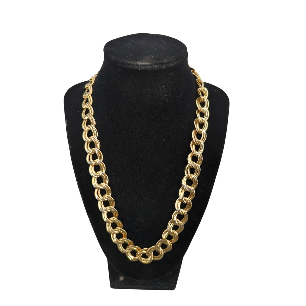 Vintage 1980s Statement Chunky Double Link Gold-Tone Chain Necklace