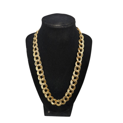 Vintage 1980s Statement Chunky Double Link Gold-Tone Chain Necklace