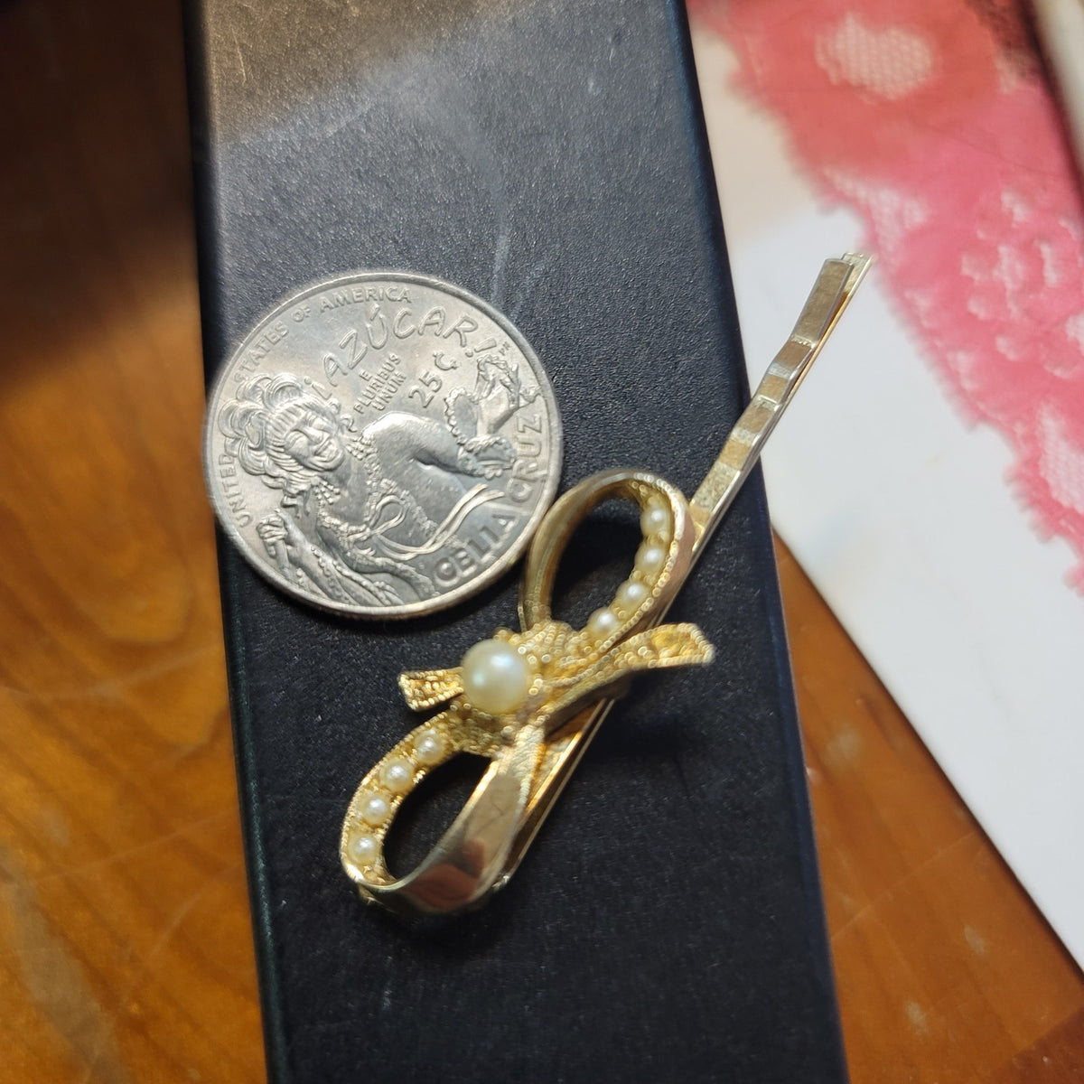 Vintage Faux Pearl Knot Goldtone Hair Pin