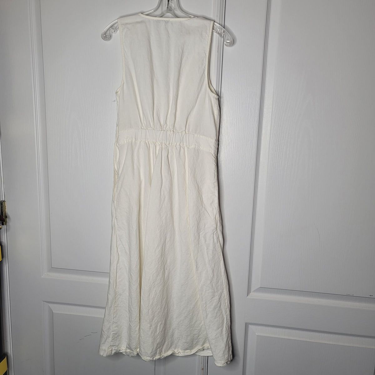 MADEWELL Linen Blend Button-Waist Wrap Midi Dress BROKEN ZIPPER NEEDS REPAIR