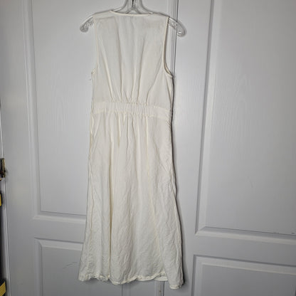 MADEWELL Linen Blend Button-Waist Wrap Midi Dress BROKEN ZIPPER NEEDS REPAIR