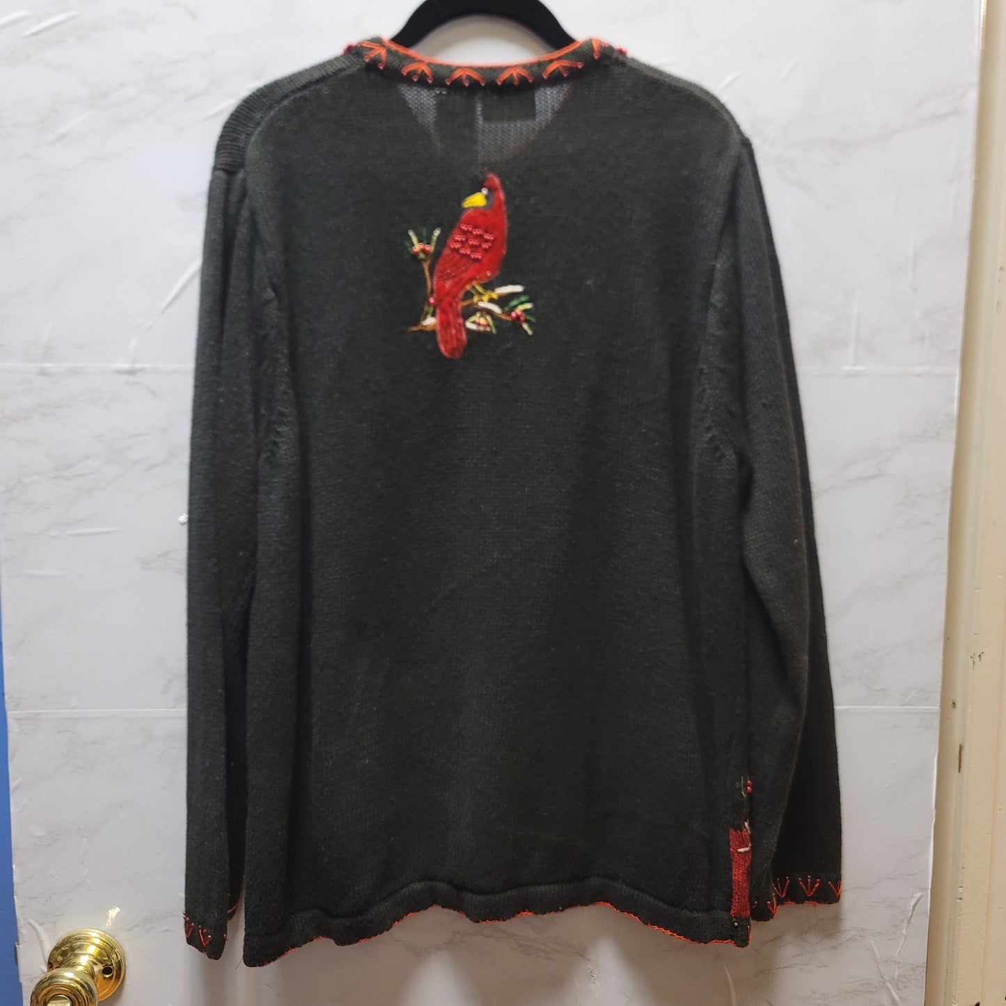 White Stag Womens Size 16W Christmas Cardinal Long Sleeve Sweater button up