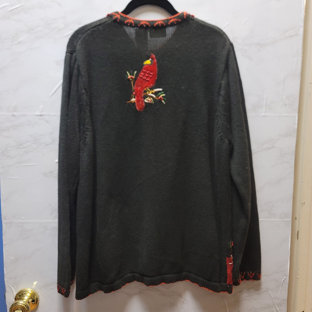 White Stag Womens Size 16W Christmas Cardinal Long Sleeve Sweater button up