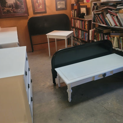 SECONDHAND SANDIES: antique black metall full size bed . Frame and rails. Freshly Painted