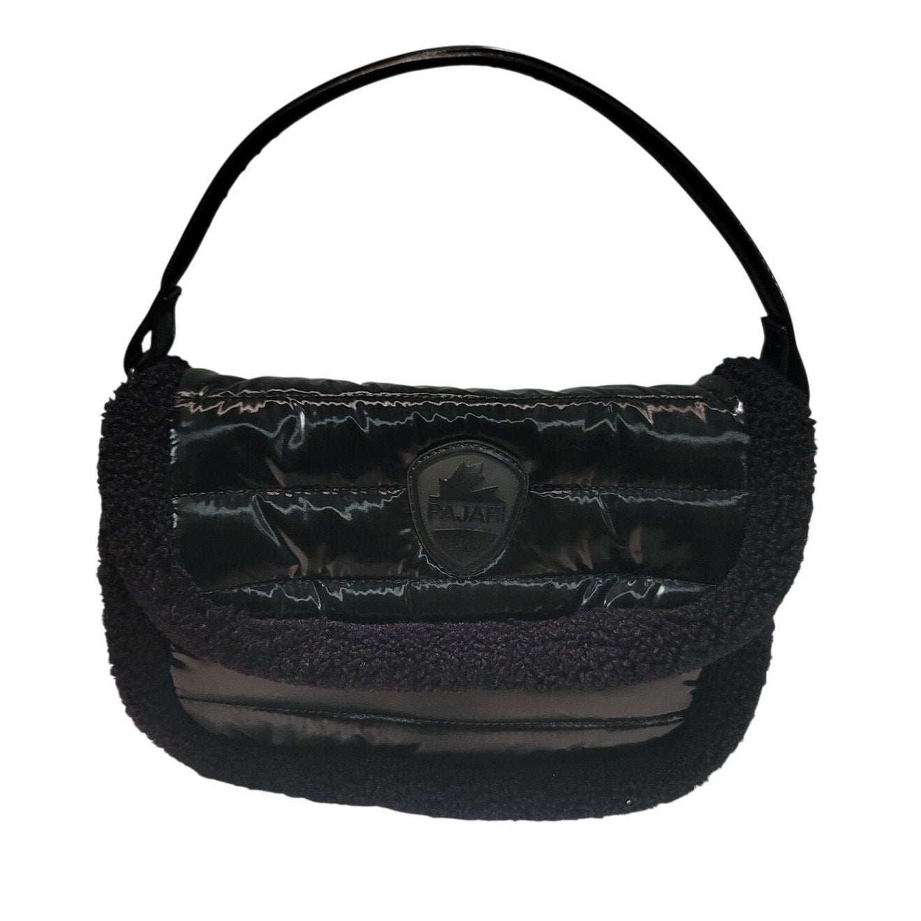 Pajar Canada Quilted Sherpa Trim Puffer Bag Purse shoulder Black NO STRAP