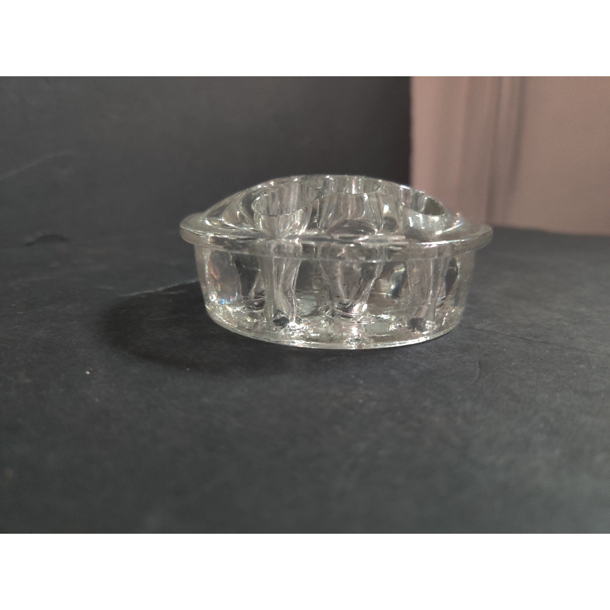 Vintage Clear Glass Flower Frog Floral Arranger Pin Holder Round