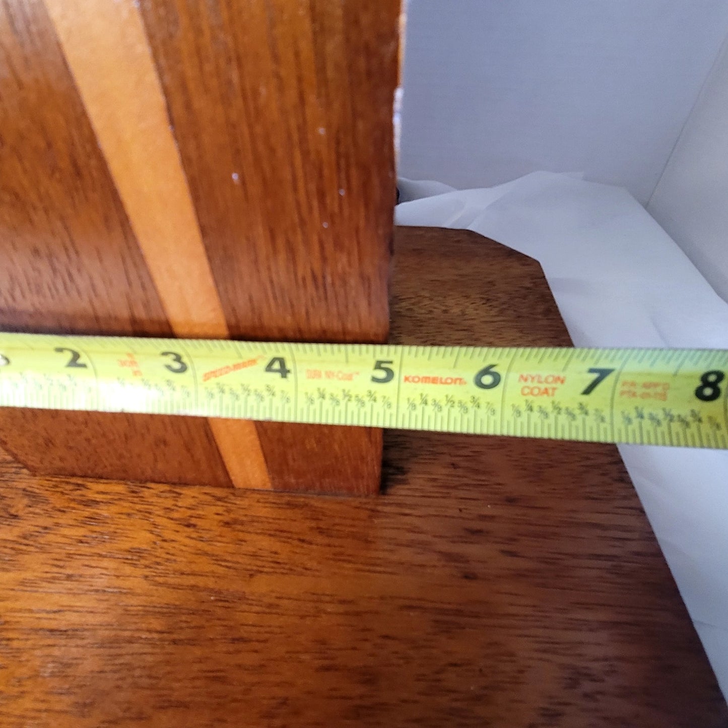 MCM Inlaid Wood Pillar Table Lamp on base Two Tone Mid-Century Modern MCM