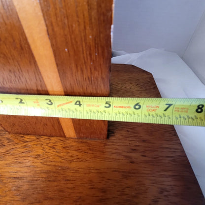 MCM Inlaid Wood Pillar Table Lamp on base Two Tone Mid-Century Modern MCM