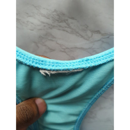 Nike Vintage Aqua Turquoise Embroidered Spellout Racerback Tank Top Large
