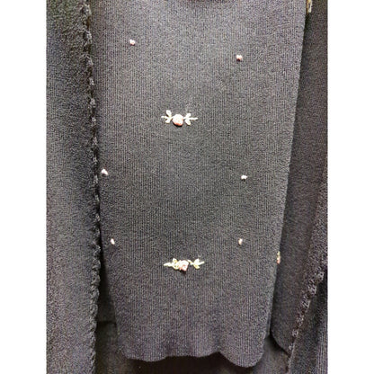 Style & Co. Collection Black Knit Cardigan Shell Set Floral Embroidery Y2K 1X