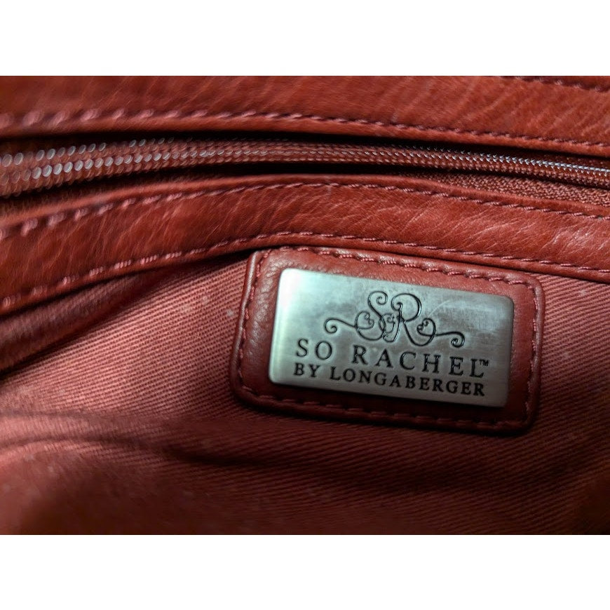 So Rachel by Longaberger Hobo handbag purse Wine leather PreOwned