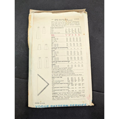 Vintage Pattern Sewing Crafts Hobby Vogue 7791 Size 12