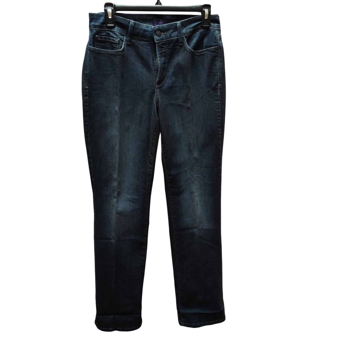 NYDJ Lift Tuck Slim Straight Jeans Womens 4 Embellished Rhinestone Pocket Indigo