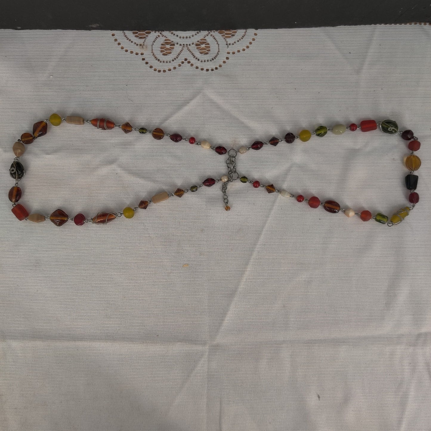 Vintage Fashion Necklace  Multi-Strand Earth Tone Beaded Layering