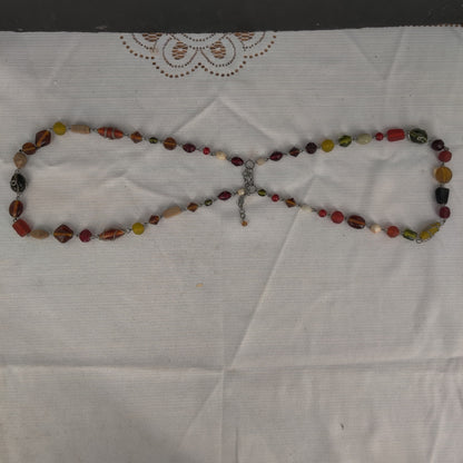 Vintage Fashion Necklace  Multi-Strand Earth Tone Beaded Layering