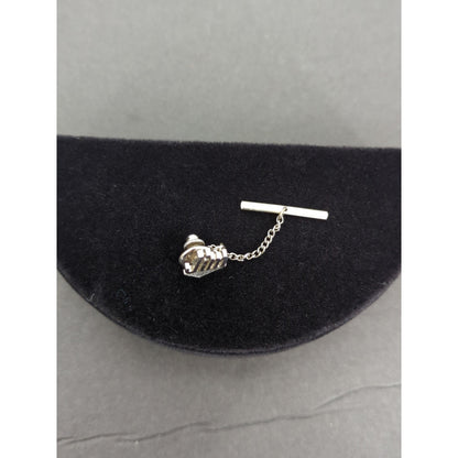 Vintage Silver Tone JIM Name Personalized Tie Tack 2 Inch Script Mid Century
