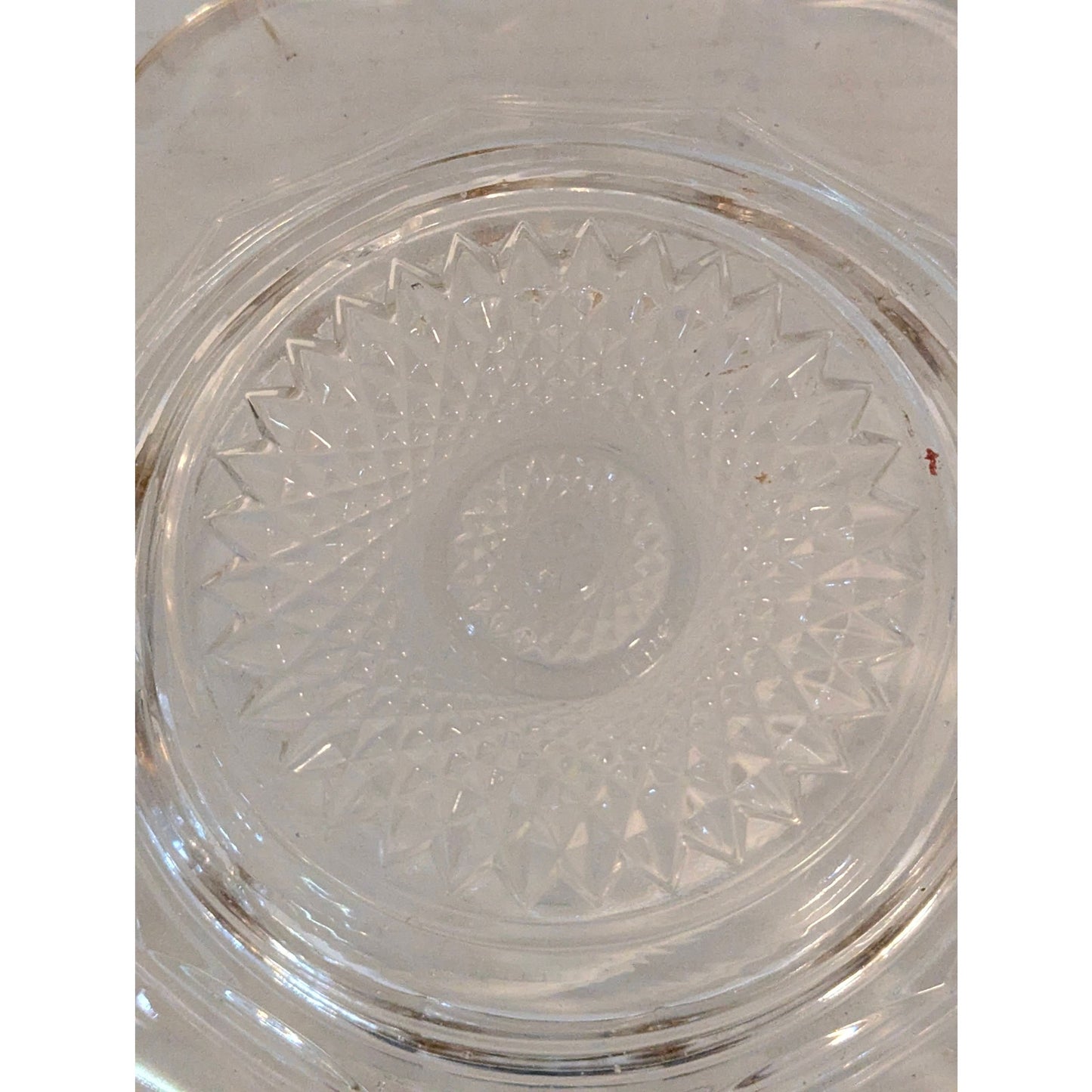 Vintage Mosser Glass Cherry & Cable Butter Dish Clear Pressed Gold Trim 5.5"