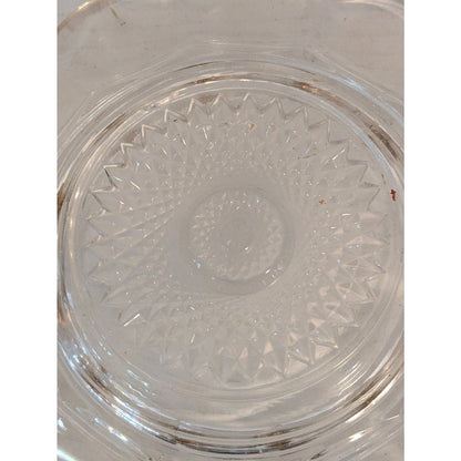 Vintage Mosser Glass Cherry & Cable Butter Dish Clear Pressed Gold Trim 5.5"