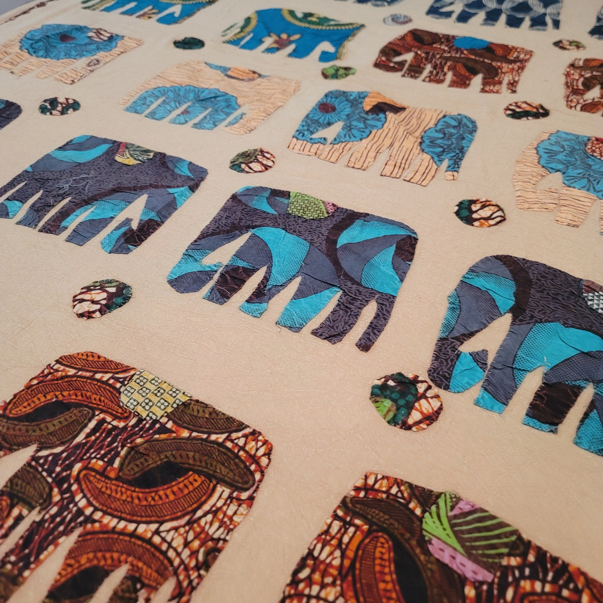 Boho elephant tiedye Hand sewn queen full blanket coverlet lightweight bedspread