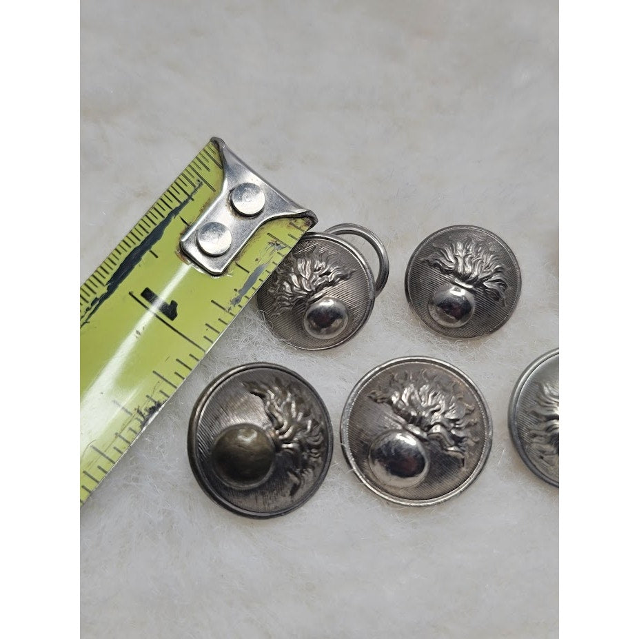 Lot of 6 Antique French Flaming Grenade Buttons Gendarmerie & National Guard