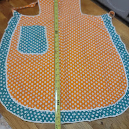 Vintage Orange Teal Polka Dot Pinafore Apron Retro Kitsch Mid-Century 50's Style
