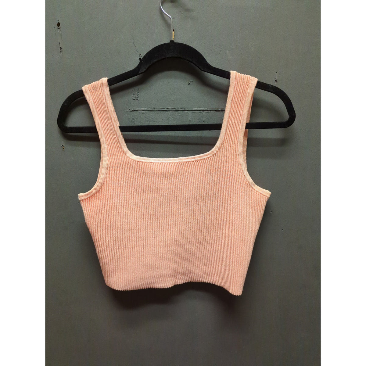 GB Gianni Bini Peach Pink Ribbed Square Neck Sleeveless Knit Cami Crop Top XL