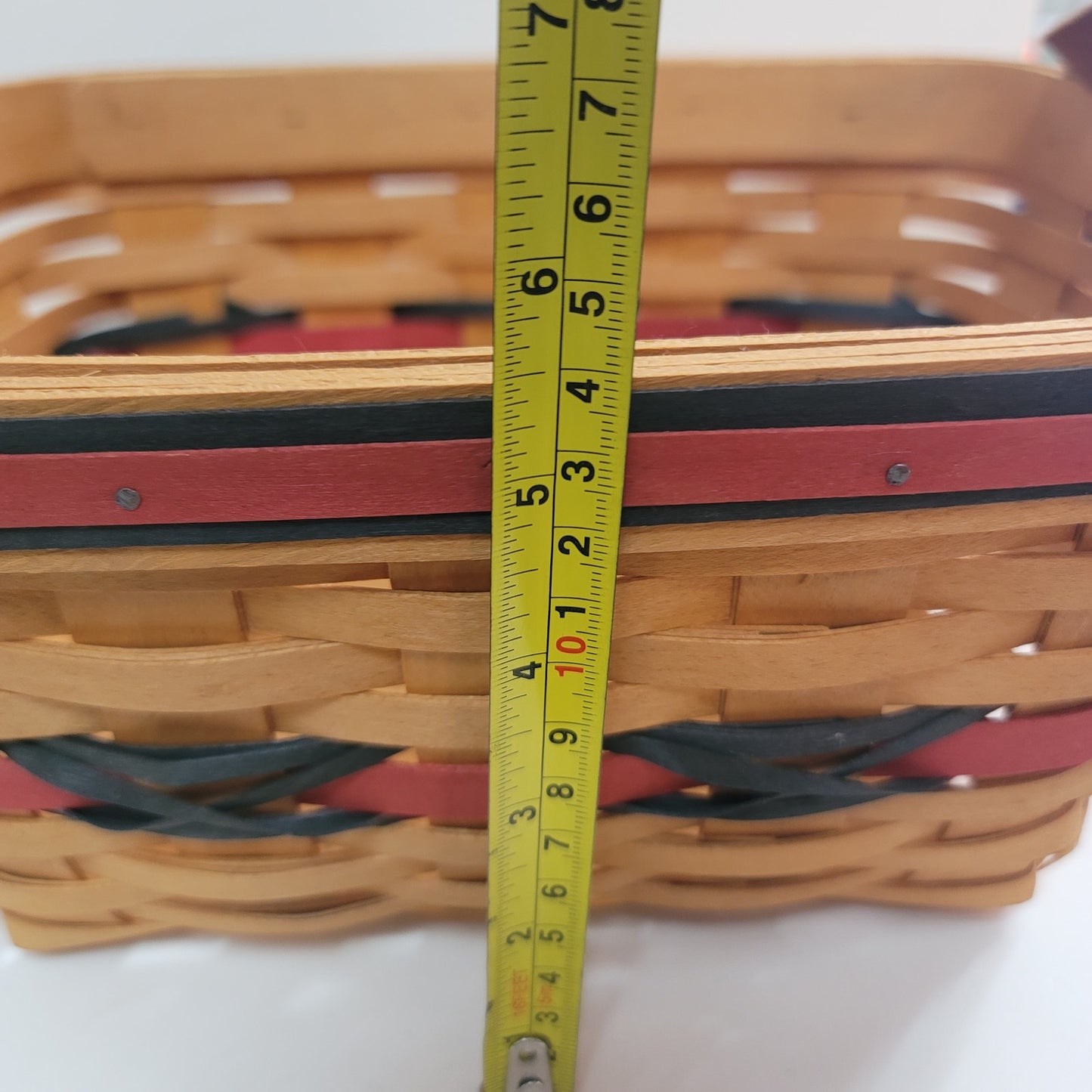 Longaberger basket brown red blue stars handles oblong double handle 11"