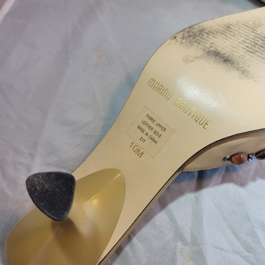 Marino boutique Womens Shoes Size 10 embellished cream dress mules kitten heel