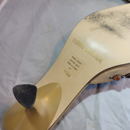 Marino boutique Womens Shoes Size 10 embellished cream dress mules kitten heel