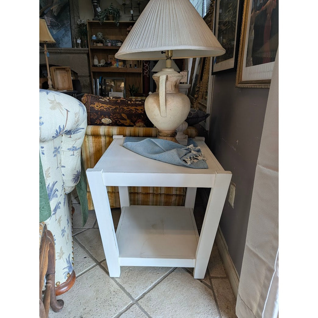 Secondhand Sandies: Pair of white 24x24 end tables side tables living room
