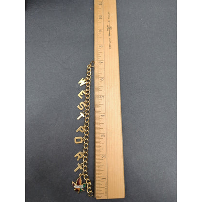 Vintage Fashion BRACELET 7" Westport Canada leaf charms letters