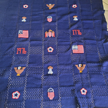 AMERICAN bicentennial freedom Crochet Afghan Throw Blanket 58”X 64” Beautiful