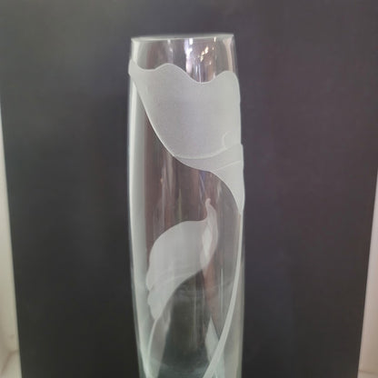Vintage Retired Mikasa Lead Crystal Engraved Etched Calla Lily 16 " Poland Vase