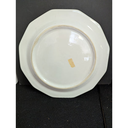 Vintage Octagonal Christmas Tree Dinner Plate Green Rim Holiday