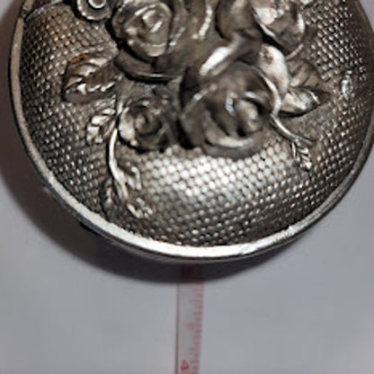 Jewelry Trinket Box Vanity Box Art Nouveau Style Resin Repousse Silvertone Lined