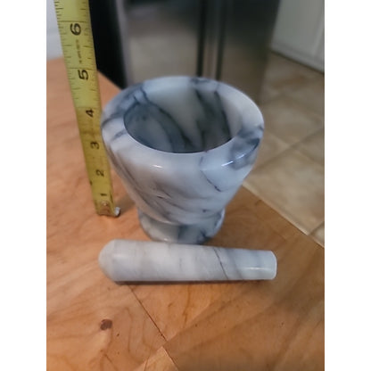 4" White Marble Mortar and Pestle Set CLASSIC kitchen Ware Cooking CHEF