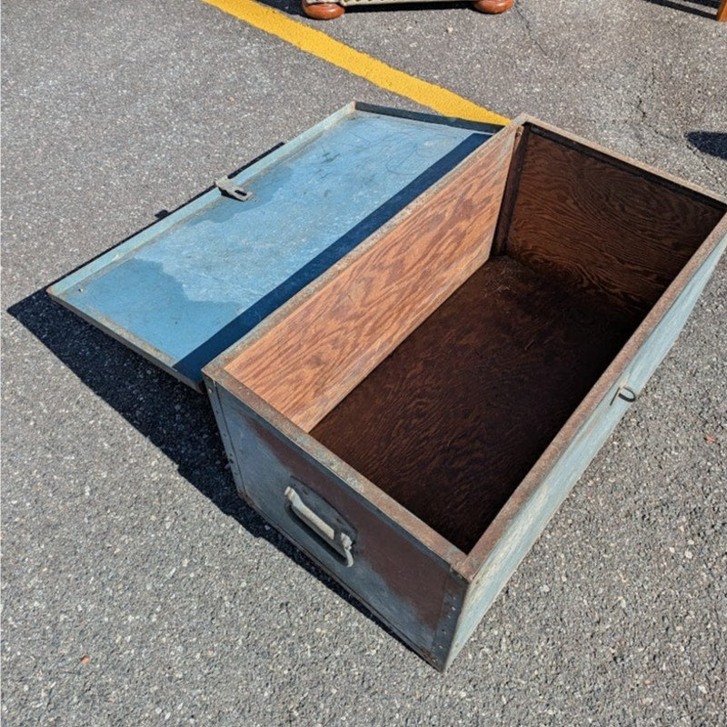 Secondhand Sandies: Aluminum Clad wood interior Military Foot locker storage box