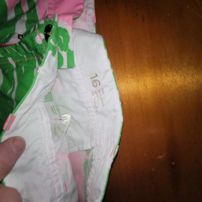 Lilly Pulitzer Callahan Shorts Size 16 Pink Pout Flamenco Green Pink Pineapples